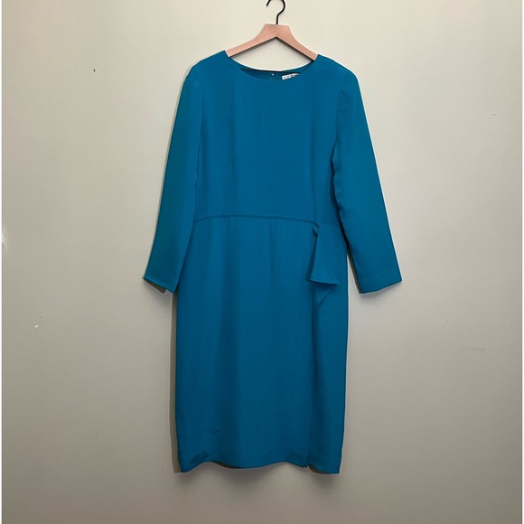 SHOMI 100% silk dress size 14 aquamarine color length 44 inches. NWOT. - Picture 1 of 8